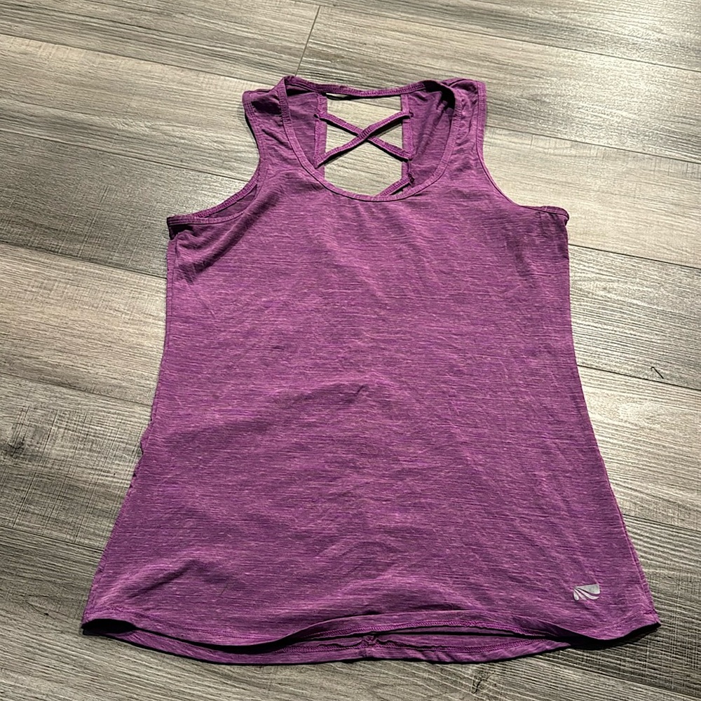 Purple workout tank with open back!